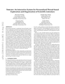 Threddy: An Interactive System for Personalized Thread-based Exploration
  and Organization of Scientific Literature