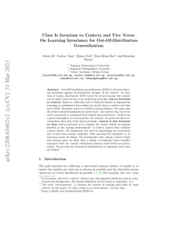 Class Is Invariant to Context and Vice Versa: On Learning Invariance for
  Out-Of-Distribution Generalization