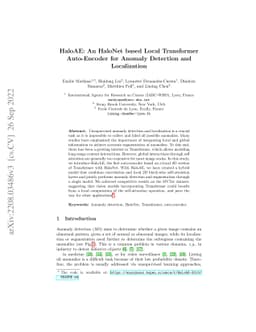 HaloAE: An HaloNet based Local Transformer Auto-Encoder for Anomaly
  Detection and Localization