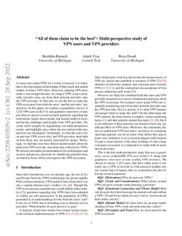 "All of them claim to be the best": Multi-perspective study of VPN users
  and VPN providers