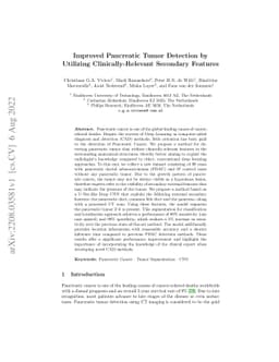 Improved Pancreatic Tumor Detection by Utilizing Clinically-Relevant
  Secondary Features