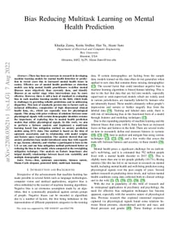 Bias Reducing Multitask Learning on Mental Health Prediction