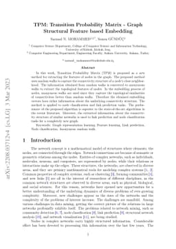 TPM: Transition Probability Matrix -- Graph Structural Feature based
  Embedding