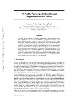 PS-NeRV: Patch-wise Stylized Neural Representations for Videos