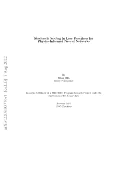 Stochastic Scaling in Loss Functions for Physics-Informed Neural
  Networks