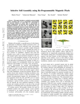 Selective Self-Assembly using Re-Programmable Magnetic Pixels