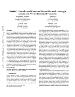 HWGN2: Side-channel Protected Neural Networks through Secure and Private
  Function Evaluation