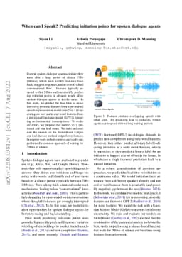 When can I Speak? Predicting initiation points for spoken dialogue
  agents