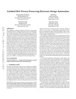 Garbled EDA: Privacy Preserving Electronic Design Automation