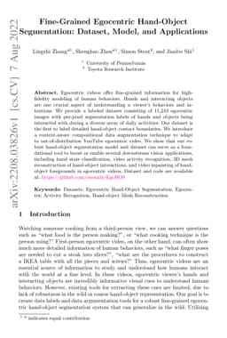 Fine-Grained Egocentric Hand-Object Segmentation: Dataset, Model, and
  Applications