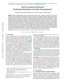 How Do Viewers Synthesize Conflicting Information from Data
  Visualizations?