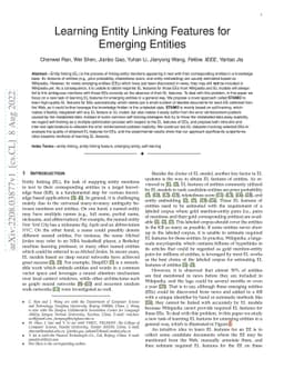Learning Entity Linking Features for Emerging Entities
