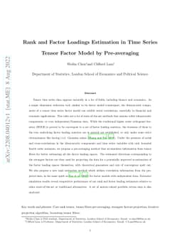 Rank and Factor Loadings Estimation in Time Series Tensor Factor Model
  by Pre-averaging