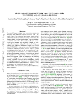 TGAVC: Improving Autoencoder Voice Conversion with Text-Guided and
  Adversarial Training