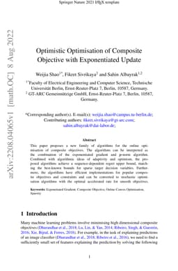 Optimistic Optimisation of Composite Objective with Exponentiated Update