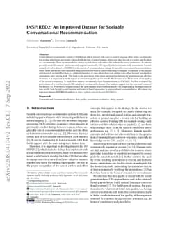 INSPIRED2: An Improved Dataset for Sociable Conversational
  Recommendation