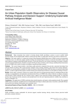 An Urban Population Health Observatory for Disease Causal Pathway
  Analysis and Decision Support: Underlying Explainable Artificial Intelligence
  Model