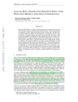 Analog Bits: Generating Discrete Data using Diffusion Models with
  Self-Conditioning