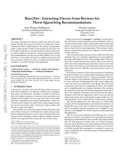 Beer2Vec : Extracting Flavors from Reviews for Thirst-Quenching
  Recommandations