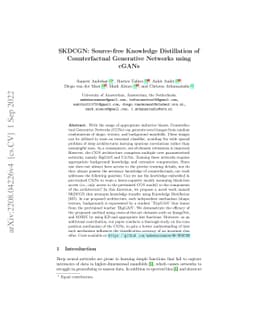 SKDCGN: Source-free Knowledge Distillation of Counterfactual Generative
  Networks using cGANs