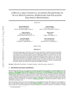A Multi-label Continual Learning Framework to Scale Deep Learning
  Approaches for Packaging Equipment Monitoring