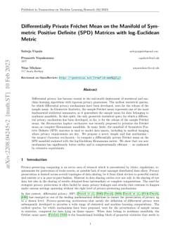 Differentially Private Fréchet Mean on the Manifold of Symmetric
  Positive Definite (SPD) Matrices with log-Euclidean Metric