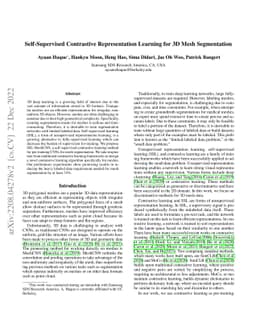 Self-Supervised Contrastive Representation Learning for 3D Mesh
  Segmentation