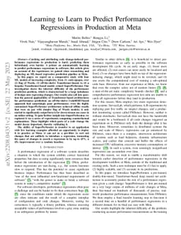 Learning to Learn to Predict Performance Regressions in Production at
  Meta