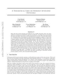 A Theoretical View on Sparsely Activated Networks