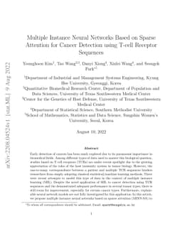 Multiple Instance Neural Networks Based on Sparse Attention for Cancer
  Detection using T-cell Receptor Sequences