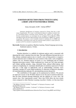 Emotion Detection From Tweets Using a BERT and SVM Ensemble Model