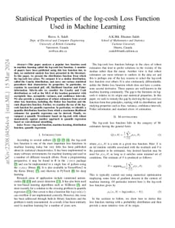 Statistical Properties of the log-cosh Loss Function Used in Machine
  Learning