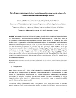 Recycling an anechoic pre-trained speech separation deep neural network
  for binaural dereverberation of a single source