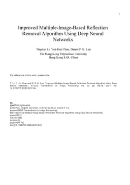 Improved Multiple-Image-Based Reflection Removal Algorithm Using Deep
  Neural Networks