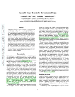 Separable Shape Tensors for Aerodynamic Design