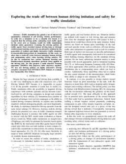 Exploring the trade off between human driving imitation and safety for
  traffic simulation