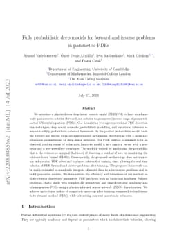 Fully probabilistic deep models for forward and inverse problems in
  parametric PDEs