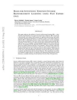 Basis for Intentions: Efficient Inverse Reinforcement Learning using
  Past Experience