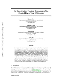 On the Activation Function Dependence of the Spectral Bias of Neural
  Networks