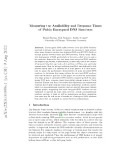 Measuring the Availability and Response Times of Public Encrypted DNS
  Resolvers