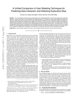 A Unified Comparison of User Modeling Techniques for Predicting Data
  Interaction and Detecting Exploration Bias