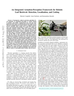 An Integrated Actuation-Perception Framework for Robotic Leaf Retrieval:
  Detection, Localization, and Cutting