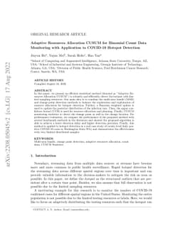 Adaptive Resources Allocation CUSUM for Binomial Count Data Monitoring
  with Application to COVID-19 Hotspot Detection