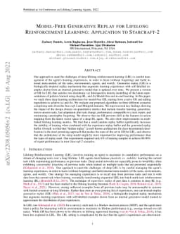 Model-Free Generative Replay for Lifelong Reinforcement Learning:
  Application to Starcraft-2