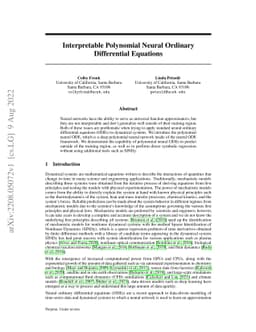 Interpretable Polynomial Neural Ordinary Differential Equations