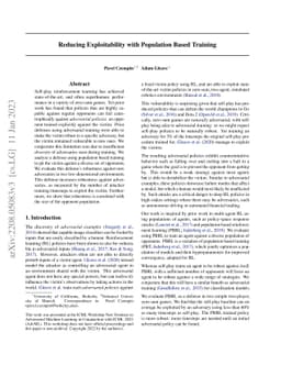 Reducing Exploitability with Population Based Training