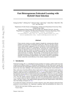 Fast Heterogeneous Federated Learning with Hybrid Client Selection