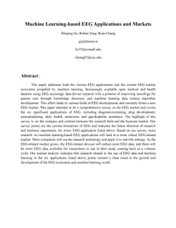 Machine Learning-based EEG Applications and Markets