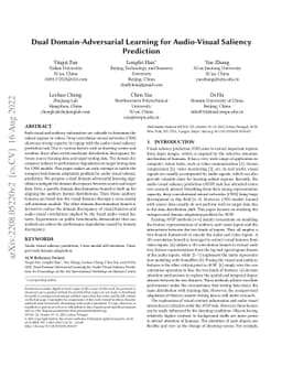 Dual Domain-Adversarial Learning for Audio-Visual Saliency Prediction