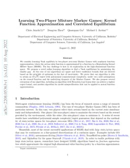 Learning Two-Player Mixture Markov Games: Kernel Function Approximation
  and Correlated Equilibrium
